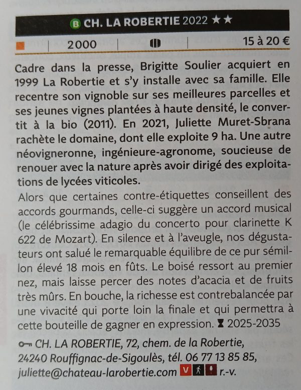 Château La Robertie, Monbazillac 2022 – Image 2