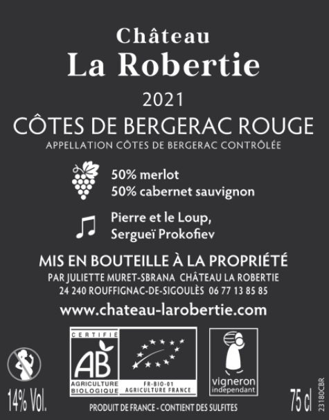 Côtes de Bergerac rouge ECCE de La Robertie, 2021 – Image 2